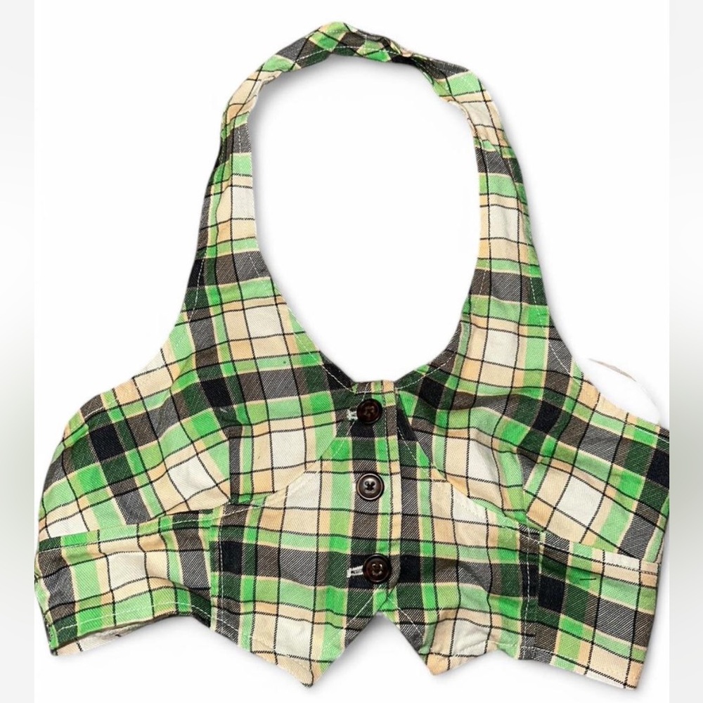 Plaid Green and Black Kids Apron